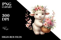 Detailed Boho Baby Lamb with Flowers Product Image 3