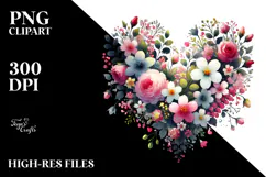 Spring Flowers Heart Digital Painting, PNG Product Image 2