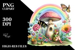 Colorful Mushroom Fairy House | Watercolor Illustration Product Image 2