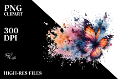 Colorful Butterfly with Flowers, Transparent PNG Product Image 2