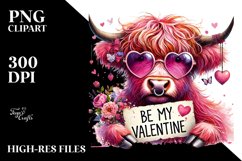 Pink Highland Cow Sunglasses Love You PNG Product Image 2
