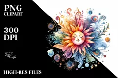 Watercolor Vibrant Sun | Sublimation | Clipart Product Image 1