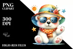 Colorful Polar Bear Baby | Cute Sunglasses Clipart Product Image 1