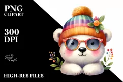 Colorful Polar Bear Baby | Cute Sunglasses Clipart Product Image 3