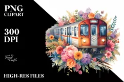 Vintage Subway Train Flowers | Watercolor Splash Product Image 3