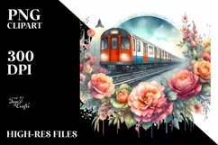 Vintage Subway Train Flowers | Watercolor Splash Product Image 3