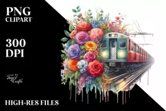 Vintage Subway Train Flowers | Watercolor Splash Product Image 3