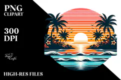 Vintage Tropical Island Sunset PNG Product Image 2