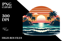 Vintage Tropical Island Sunset PNG Product Image 2