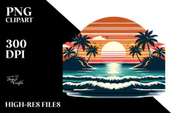 Vintage Tropical Island Sunset PNG Product Image 2