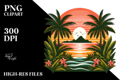 Retro Tropical Island Sunset PNG Product Image 2