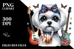 Maltese Rock Star Watercolor | Metalic Insertions Product Image 3