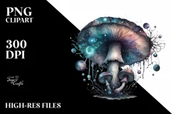 Detailed Mystical Celestial Mushroom, PNG Product Image 3