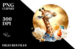 Happy Giraffe in Beachwear PNG Product Image 2