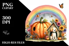 Dog House Pumpkin Rainbow Clipart Product Image 3