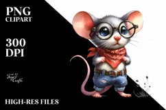 Watercolor Mouse Big Eyes with Bandana | Sublimation | Product Image 1