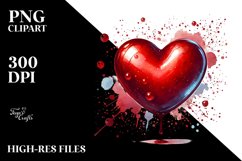Digital Red Glossy Heart PNG Product Image 2