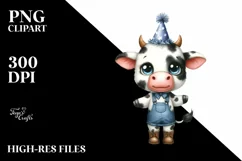 Happy Baby Cow with Party Hat and Boots | Sublimation | Product Image 3
