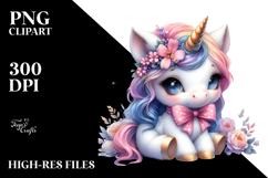 Cute Unicorn Pastel | Sublimation Clipart Product Image 2
