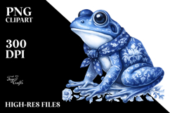 Blue Toile Frog, Transparent PNG Product Image 2