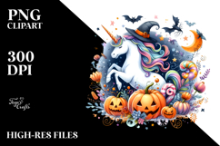 Unicorn Halloween Scenery | Sublimation Clipart Product Image 2
