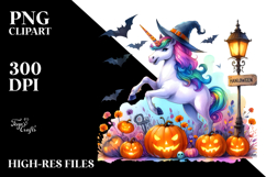 Vibrant Halloween Unicorn | Sublimation | Clipart Product Image 2