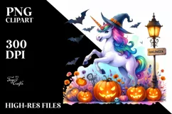 Vibrant Halloween Unicorn | Sublimation | Clipart Product Image 1
