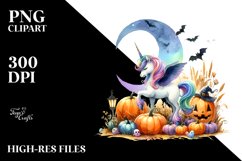 Vibrant Halloween Unicorn | Sublimation | Clipart Product Image 1
