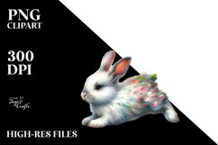 Tumbling Spring Petals Rabbit | Sublimation | Clipart Product Image 1