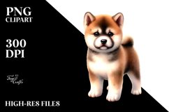 Baby Akita Caricature-like | Watercolor Flowers Product Image 3