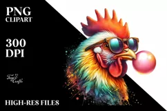 Quirky Chicken Portrait with Sunglasses and Chewing Gum | Product Image 3