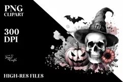 Simple Halloween Skull with Hair, Transparent PNG Product Image 1