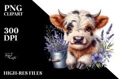 Cute Watercolor Baby Cow | Sublimation | Clipart Product Image 3