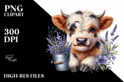 Cute Watercolor Baby Cow | Sublimation | Clipart Product Image 3