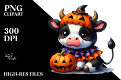 Cute Halloween Baby Cow | Sublimation | Clipart Product Image 2