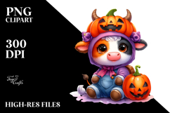 Cute Halloween Baby Cow | Sublimation | Clipart Product Image 2