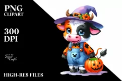 Cute Halloween Baby Cow | Sublimation | Clipart Product Image 1