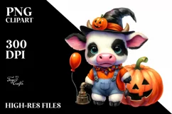Cute Halloween Baby Cow | Sublimation | Clipart Product Image 1
