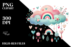 Colorful Boho Cloud with Hearts PNG Product Image 2