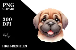 Watercolor Cute Mastiff PNG Product Image 2