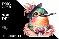 Funny Cute Hummingbird Watercolor Vintage Diva Product Image 1