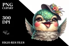 Funny Cute Hummingbird Watercolor Vintage Diva Product Image 1