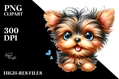 Watercolor Baby Cartoon Yorkipoo PNG Product Image 2
