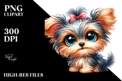 Watercolor Baby Cartoon Yorkipoo with Big Eyes JPEG Product Image 2