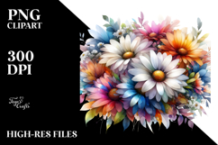 Abstract Colorful Daisy with Glossy Petals, High-Res PNG Product Image 2