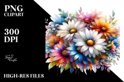 Abstract Colorful Daisy with Glossy Petals, High-Res PNG Product Image 2