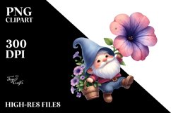 Floating Gnome with Petunia PNG Product Image 2
