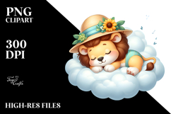 Cute Lion Sleeping on the Cloud for Summer | Clipart Product Image 2