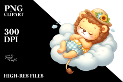 Cute Lion Sleeping on the Cloud for Summer | Clipart Product Image 2