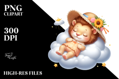Cute Lion Sleeping on the Cloud for Summer | Clipart Product Image 2